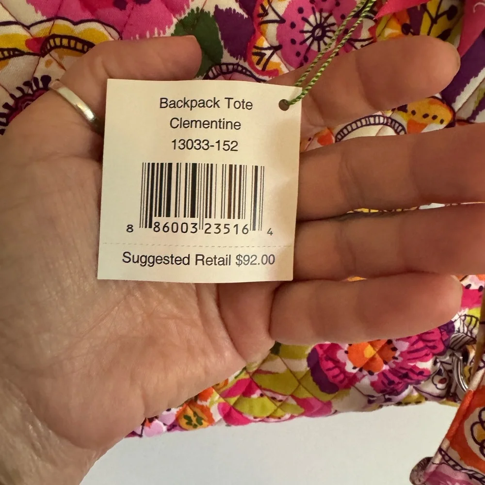 NWT Vera Bradley backpack convertible tote in Clementine pattern - Picture 9 of 15